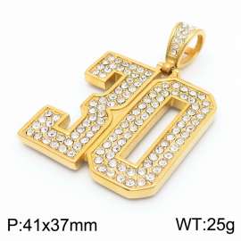 Wholesale Pvd Gold Plating Bling Rhinestone Hiphop Stainless Steel Number 30 Pendant