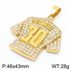 Men Jewelry Gift Stainless Steel Sportsman Messi Jersey 30 Pendant Number Football Crystal Pendant
