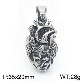 Gothic Punk Stainless Steel Anatomical Heart Pendant Antique Jewelry