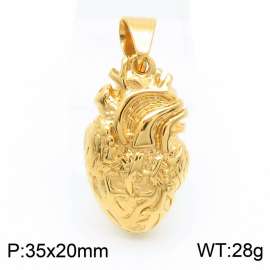 Personality Punk 18k Gold Plated Titanium Steel Heart Pendant Creative Jewelry