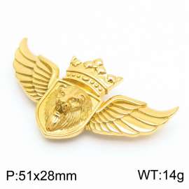 Fashion 18k Gold Plated Lion Head Shield Pendant Stainless Steel Wing Pendant Men Jewelry