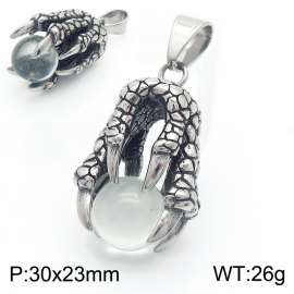 Vintage Dragon Claw Bead Pendant Stainless Steel Eagle Claw Transparent Beads Pendant