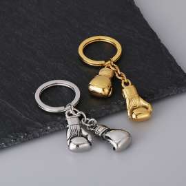 Hollow DIY jewelry accessories with small and exquisite steel colored boxing gloves keychain
