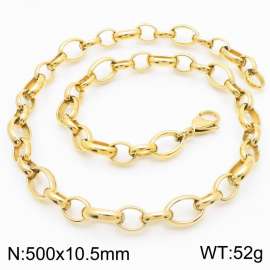 Simple and personalized stainless steel 210 × 10.5mm O-shaped chain lobster buckle charm gold necklace