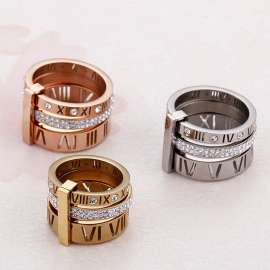Multi ring ring with diamond and Roman letters trendy fashion accessory ring