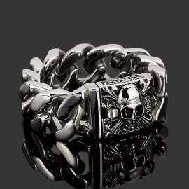 Cuban chain thick bracelet men's stainless steel skull bracelet