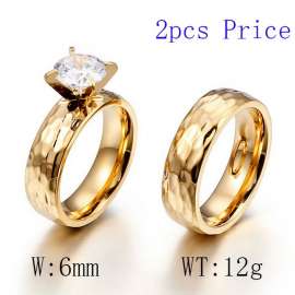 Simple stainless steel striking texture zircon women's textured wedding Stone&Crystal Gold Plating Lover Ring