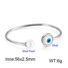 Round stainless steel Devil's Eye Shell Pearl Bangle