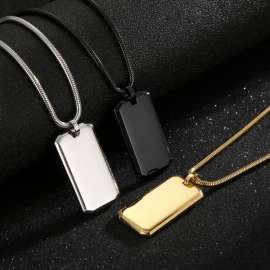 Square Brand Smooth Trendy Versatile Engravable Popular Pendant