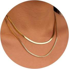 Stainless steel double layer necklace