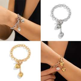 Stainless steel heart-shaped OT buckle bracelet