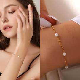 Stainless steel imitation pearl bracelet