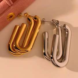 Women  Stainless Steel Long Hook Shape Earrings