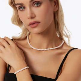 Shell pearl collarbone necklace stainless steel bracelet necklace set