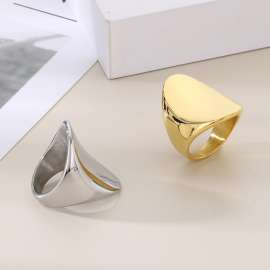 Exaggerated elliptical smooth surface with high-end feel, laser logo stainless steel ring