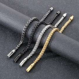 Fashionable and personalized stainless steel 220 × 6mm round edged keel chain spring buckle temperament silver bracelet