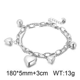Stainless steel hollow heart-shaped multi-layer women's bracelet beads O-shaped chain