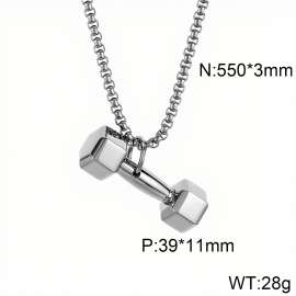 Fitness pendant dumbbell sports expert male steel color Pendant Necklace
