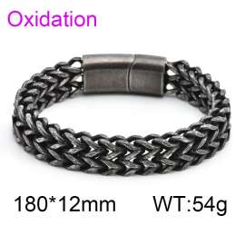 Stainless Steel Simple and personalized woven double row front and back keel flat buckle oxidation Special Bracelet