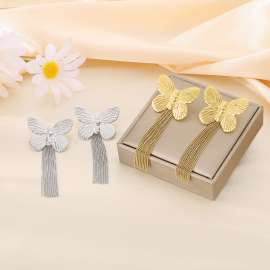 Butterfly Drop Earring Women Stainless Steel 304 Silver Color
