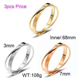 Stainless Steel Rose Gold-plating Interlocking Double Ring Smooth Surface Bangle
