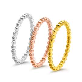 Stainless Steel Minimalist Ins fashion round bead water ripple Gold-plating Ring