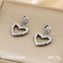 Fashionable and personalized Ins style stainless steel creative wrinkled geometric earrings splicing hollow heart pendant charm silver earrings