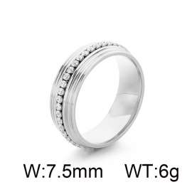 Stainless steel diamond studded couple ring, titanium steel ring, diamond jewelry around the ring