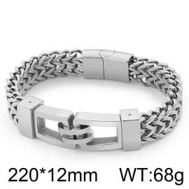 European and American Personalized Rock Hip Hop Hand in Hand Double Ring Men's Stainless Steel Bracelet