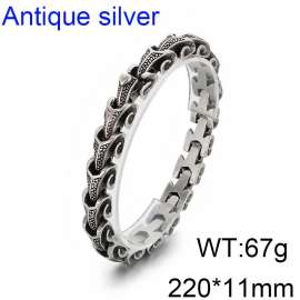 Men's Stainless Steel Bracelet Snake Chain Animal Bracelet Ancient Silver Color