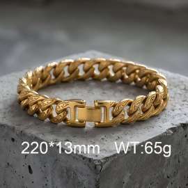 18K Gold Plated Engraved Cuban Link Bracelet for Men, Heavy  Stainless Steel Hip Hop Chain Bracelet