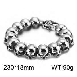 Men's Skull Chain Bracelet Stainless Steel Gothic Skull Link Bracelet, Hypoallergenic Waterproof Biker Wristband Jewelry Gift