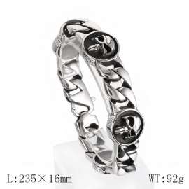 Men's  Cuban Link Bracelet Stainless Steel with Embossed Symbol Medallion, Retro Gothic Oxidized Finish Biker Wristband