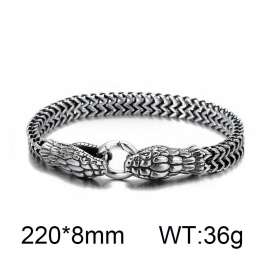 Men's Vintage Snake Head Bracelet, Stainless Steel Oxidized Retro Snake Clasp Wheat Chain Bracelet, Gothic Punk Biker Wrist Bracelet Jewelry Gift for Men
